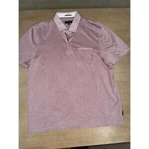 Ted Baker Mens Polo Shirt Short Sleeve Red Cotton Size 6 Mens Golf Red Mauve